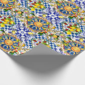 sizilianische Sonne, Zitrone, mediterrane Fliesen, Geschenkpapier (Ecke)