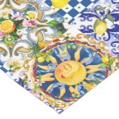 sizilianische Sonne, Zitrone, mediterrane Fliesen, Mittelgroßer Tischläufer (Ecke)