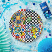 sizilianische Sonne, Zitrone, mediterrane Fliesen, Pappteller (Party)