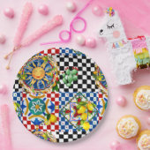 sizilianische Sonne, Zitrone, mediterrane Fliesen, Pappteller (Party)