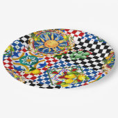 sizilianische Sonne, Zitrone, mediterrane Fliesen, Pappteller (Schrägansicht)