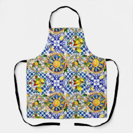 sizilianische Sonne, Zitrone, mediterrane Fliesen, Schürze