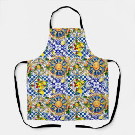 sizilianische Sonne, Zitrone, mediterrane Fliesen, Schürze