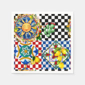 sizilianische Sonne, Zitrone, mediterrane Fliesen, Serviette (Vorderseite)