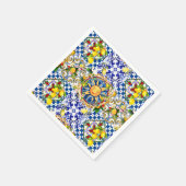 sizilianische Sonne, Zitrone, mediterrane Fliesen, Serviette (Ecke)