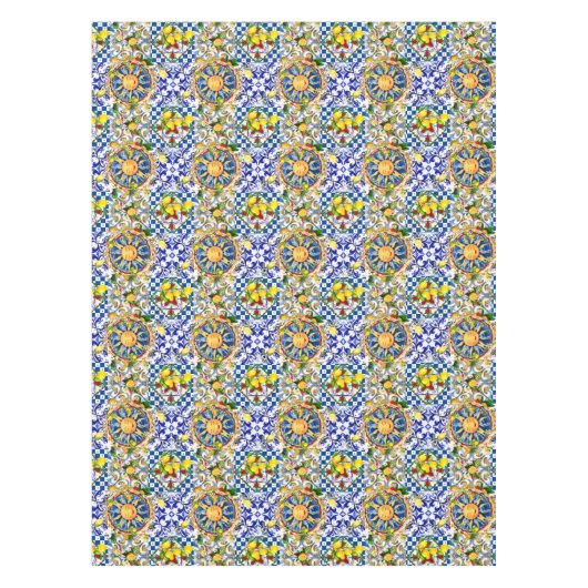 sizilianische Sonne, Zitrone, mediterrane Fliesen, Tischdecke (Vorderseite)