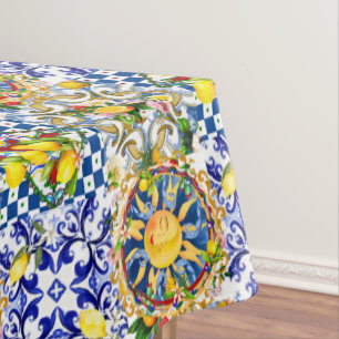 sizilianische Sonne, Zitrone, mediterrane Fliesen, Tischdecke