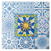 sizilianische Sonne, Zitrone, Mosaik, Majolika Fliese (Vorderseite)