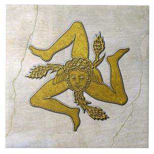Sizilianische Trinacria Gold im Fresco-Muster Fliese