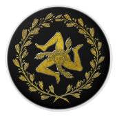 Sizilianische Trinacria in Gold auf Ihrer Farbe Keramikknauf (Vorderseite)
