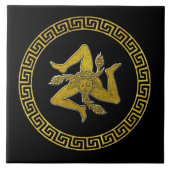 Sizilianische Trinacria und griechischer Schlüssel Fliese (Vorderseite)