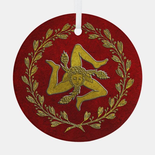 Sizilianische Trinacria und Wreath Glass Ornament (Rückseite)