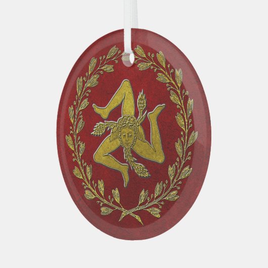 Sizilianische Trinacria und Wreath Glass Ornament (Vorderseite links)