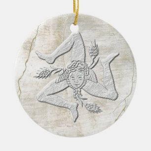 Sizilianische Trinacria Vintage-Fresko-Optik Keramikornament