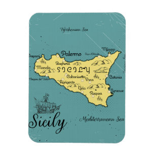 Sizilianische Vintage nautische Karte Magnet