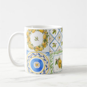 Sizilianische Zitronen Aquarell-Quadratmuster Kaffeetasse