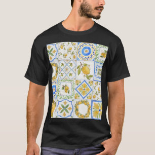 Sizilianische Zitronen Aquarell-Quadratmuster T-Shirt