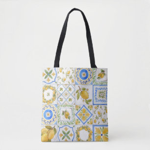 Sizilianische Zitronen Aquarell-Quadratmuster Tasche