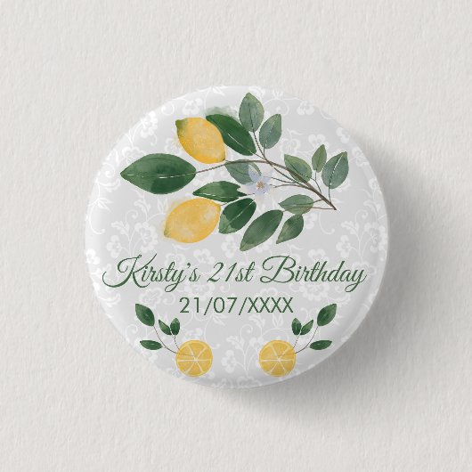 Sizilianische Zitronen zum Geburtstag Button (Vorderseite)