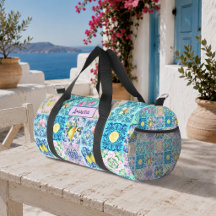 Sizilianischer Azulejo Türkis Zitrus Mediterran