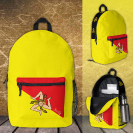 Sizilianischer, gelber Rucksack, sizilianische Fla Bedruckter Rucksack