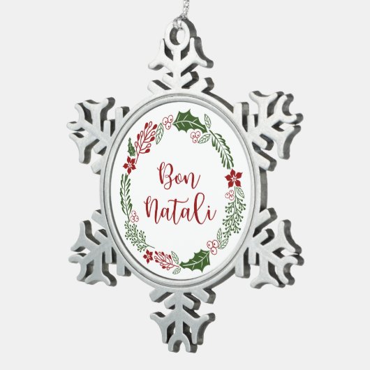 Sizilianischer Heiligabend, Bon Natali Schneeflocken Zinn-Ornament (Rechts)