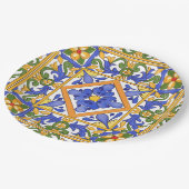 sizilianischer Stil, Majolika, Sommer, buntes Must Pappteller (Schrägansicht)