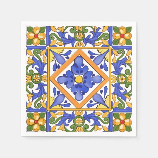 sizilianischer Stil, Majolika, Sommer, buntes Must Serviette (Vorderseite)