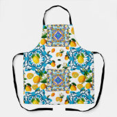 sizilianischer Stil, Majolika, Zitronen        Schürze (Vorderseite)