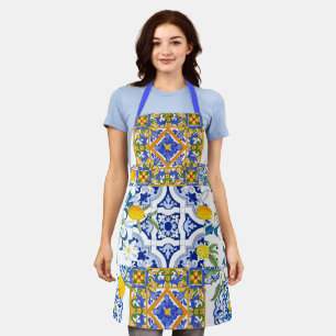 Sizilianischer Stil,Sommerkunst All-Over-Print-Sch Schürze
