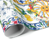 sizilianischer Stil, Sommerkunst, Zitronen Geschenkpapier (Rolleneckpunkt)