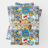sizilianischer Stil, Sommerkunst, Zitronen Geschenkpapier Set (Beispiel)