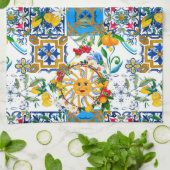 sizilianischer Stil, Sommerkunst, Zitronen-Schürze Geschirrtuch (Gefaltet)