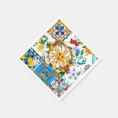 sizilianischer Stil, Sommerkunst, Zitronen Serviette (Ecke)