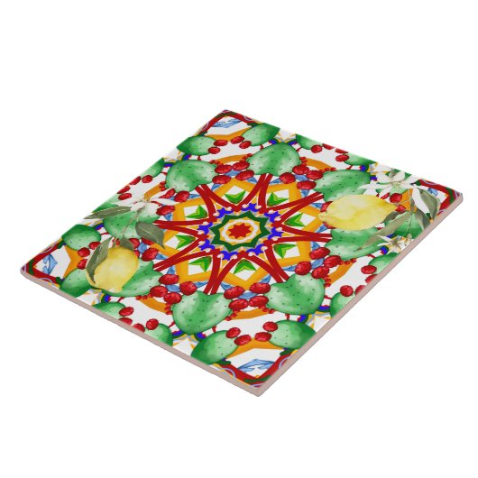 sizilianischer Stil, Zitronen, Majolika Fliese (Seite)