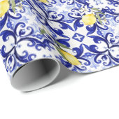 sizilianischer Stil, Zitronen, Majolika Geschenkpapier (Rolleneckpunkt)