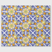 sizilianischer Stil, Zitronen, Majolika Geschenkpapier (Flach)