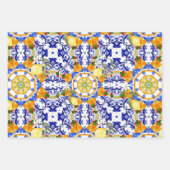 sizilianischer Stil, Zitronen, Majolika Geschenkpapier Set (Vorderseite 2)