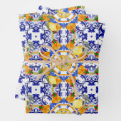 sizilianischer Stil, Zitronen, Majolika Geschenkpapier Set (Beispiel)