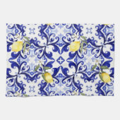 sizilianischer Stil, Zitronen, Majolika Geschirrtuch (Horizontal)