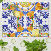 sizilianischer Stil, Zitronen, Majolika Geschirrtuch (Gefaltet)