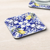 sizilianischer Stil, Zitronen, Majolika Getränkeuntersetzer (Linke Seite)