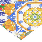 sizilianischer Stil, Zitronen, Majolika Mittelgroßer Tischläufer (Ecke)