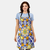 sizilianischer Stil, Zitronen, Majolika Schürze (Getragen)