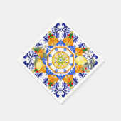 sizilianischer Stil, Zitronen, Majolika Serviette (Ecke)