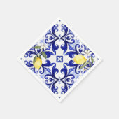 sizilianischer Stil, Zitronen, Majolika Serviette (Ecke)