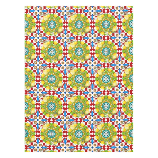 sizilianischer Stil, Zitronen, Majolika Tischdecke (Vorderseite)