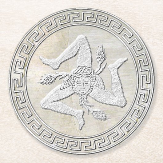 Sizilianischer Trinacria Fresko-Blick Runder Pappuntersetzer (Vorderseite)