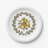 Sizilianischer Trinacria olivgrüner Kranz Ihr Pappteller (Vorderseite)