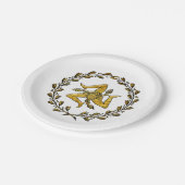 Sizilianischer Trinacria olivgrüner Kranz Ihr Pappteller (Schrägansicht)